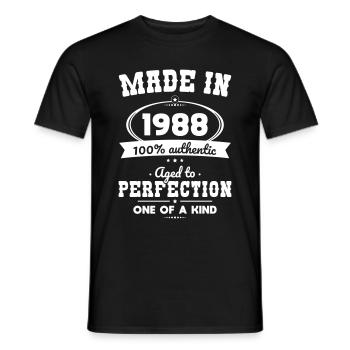 35th Birthday - Made in 1988 - Aged to perfection - Men's T-Shirt - black - Front - AI Model Male 178 light (178cm)