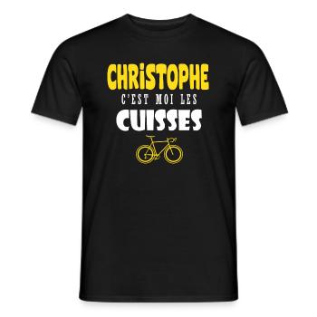 Christophe vélo c est moi les cuisses humour velo - T-shirt homme - noir - Devant - AI Model Male 178 light (178cm)