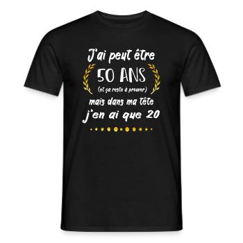 50 ans cadeau d'anniversaire 50 ans - T-shirt homme - noir - Devant - AI Model Male 178 light (178cm)