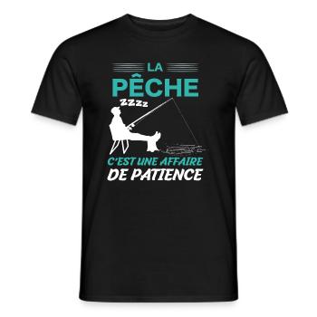 Pêche Patience Et Humour Pêcheur - T-shirt homme - noir - Devant - AI Model Male 178 light (178cm)