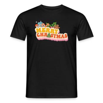 Merry Christmas Groovy - Männer T-Shirt - Schwarz - Vorne - AI Model Male 178 light (178cm)