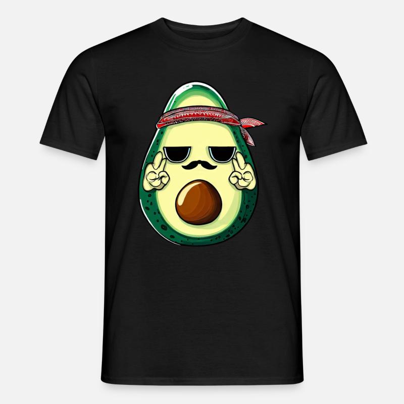 Hippie Avocado mit Bart - Männer T-Shirt - Schwarz