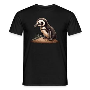 Penguin Baby Bird Chick - Men's T-Shirt - black - Front - AI Model Male 178 light (178cm)