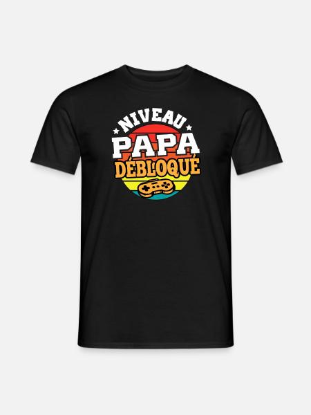 Niveau papa débloqué cadeau annonce papa - T-shirt homme - noir