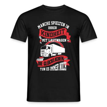 LKW-Fahrer - Mit Lastwagen spielen - Männer T-Shirt - Schwarz - Vorne - AI Model Male 178 light (178cm)