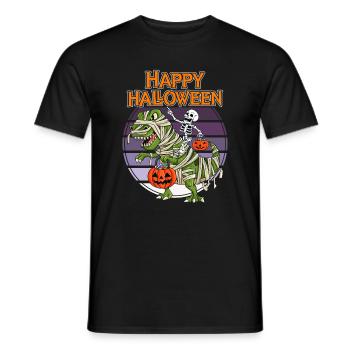 Skelett-Sonnenuntergang über Tyrannosaurus Rex in Atar - Männer T-Shirt - Schwarz - Vorne - AI Model Male 178 light (178cm)
