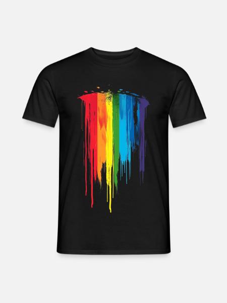 Dezentes und cooles Regenbogen-Design mit tropfender Pride-Flagge - Männer T-Shirt - Schwarz