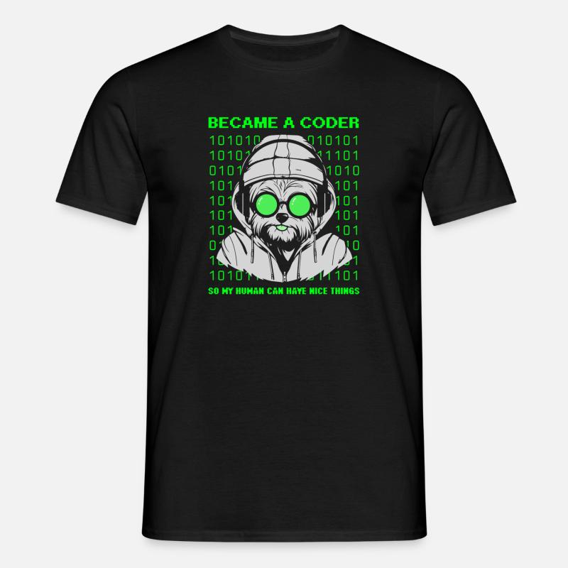 Became a Coder – Cyber Dog Binary - Men's T-Shirt - black