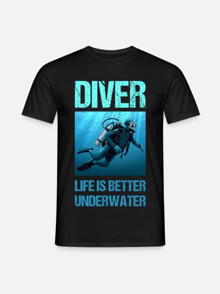 Life Is Better Underwater Scuba Diver - Männer T-Shirt - Schwarz