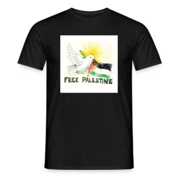 Colombe avec drapeau de la Palestine paix - T-shirt homme - noir - Devant - AI Model Male 178 light (178cm)