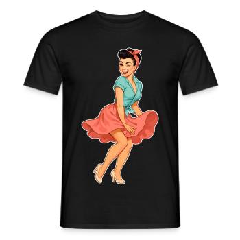 Pin-up Vintage Rockabella – Art rétro des années 50 - T-shirt homme - noir - Devant - AI Model Male 178 light (178cm)