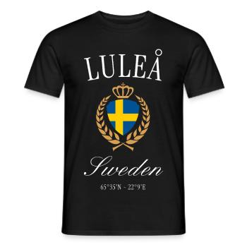 Luleå Schweden Wappen Krone – Reise Souvenir - Männer T-Shirt - Schwarz - Vorne - AI Model Male 178 light (178cm)