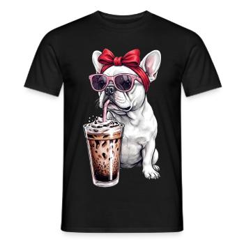 Bouledogue français avec lunettes de soleil - T-shirt homme - noir - Devant - AI Model Male 178 light (178cm)