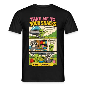 Alien-Erstkontakt mit Snacks - Männer T-Shirt - Schwarz - Vorne - AI Model Male 178 light (178cm)