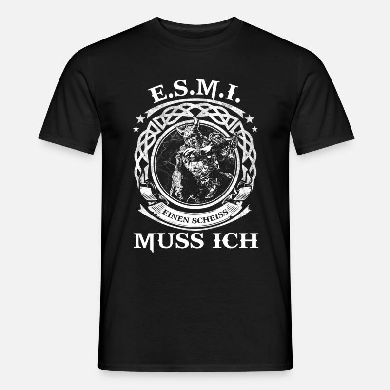 WIKINGER SHIRT - E.S.M.I - Einen Scheiss muss ich - Männer T-Shirt - Schwarz