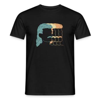 Vintage Retro Vokuhila Shirt Geschenk - Männer T-Shirt - Schwarz - Vorne - AI Model Male 178 light (178cm)