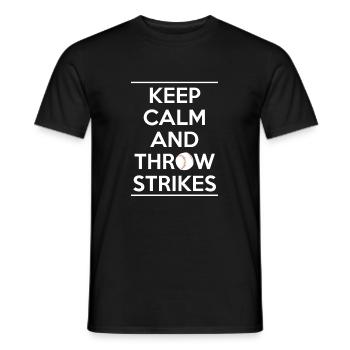 Keep Calm And Throw Strikes Shirt Baseball - Men's T-Shirt - black - Front - AI Model Male 178 light (178cm)