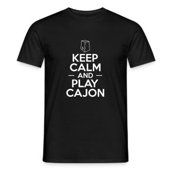 Keep Calm And Play Cajon Shirt Geschenk - Männer T-Shirt - Schwarz - Vorne - AI Model Male 178 light (178cm)