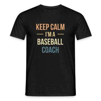 Restez calme Je suis un entraîneur de baseball - T-shirt homme - noir - Devant - AI Model Male 178 light (178cm)