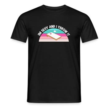 Dans Sexy et je le jette Cornhole Shirt cadeau - T-shirt homme - noir - Devant - AI Model Male 178 light (178cm)