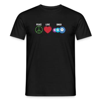 Peace Love Bingo Shirt Geschenk - Männer T-Shirt - Schwarz - Vorne - AI Model Male 178 light (178cm)