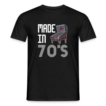 Made In 70s Pinball Shirt Pinball Machine - Men's T-Shirt - black - Front - AI Model Male 178 light (178cm)