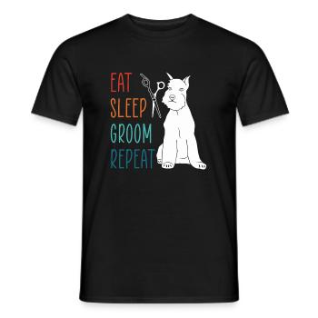 Manger Sommeil Groom Repeat Shirt Chien Coiffeur - T-shirt homme - noir - Devant - AI Model Male 178 light (178cm)