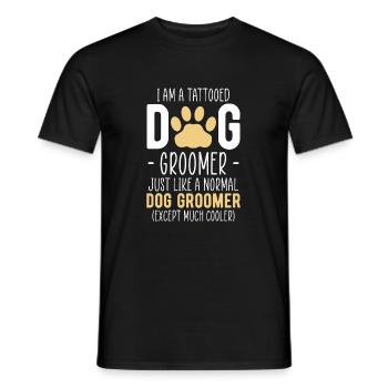 Chemise de toiletteur pour chien cadeau coiffeur pour chien - T-shirt homme - noir - Devant - AI Model Male 178 light (178cm)