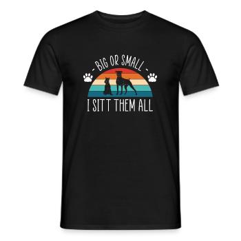 Grand ou petit je les assis, tous gardiens de chiens - T-shirt homme - noir - Devant - AI Model Male 178 light (178cm)