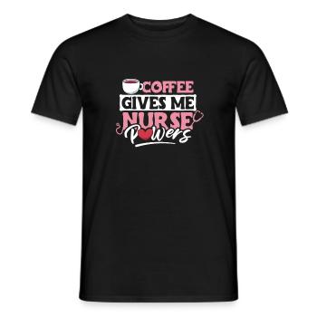Coffee Gives Me Nurse Powers Shirt - Men's T-Shirt - black - Front - AI Model Male 178 light (178cm)