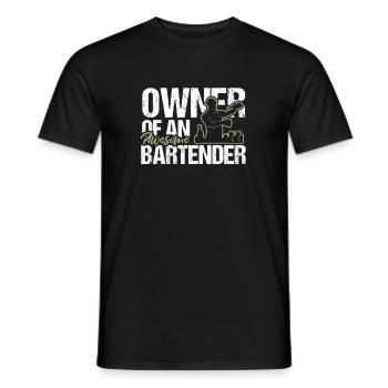 Propriétaire d’une chemise de barman géniale - T-shirt homme - noir - Devant - AI Model Male 178 light (178cm)