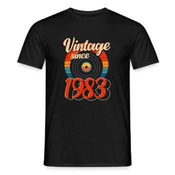 Vintage depuis 1983 disque vinyle - T-shirt homme - noir - Devant - AI Model Male 178 light (178cm)