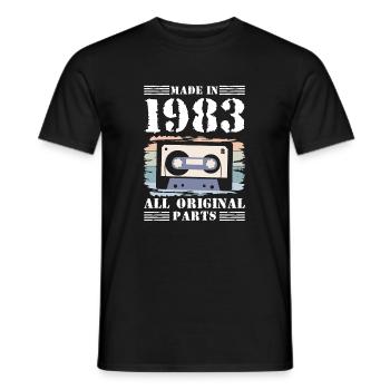 Fabriqué en 1983 40 Birthday Shirt Gift Cassette - T-shirt homme - noir - Devant - AI Model Male 178 light (178cm)