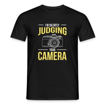 In Silently Judging Your Camera - Men's T-Shirt - black - Front - AI Model Male 178 light (178cm)
