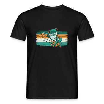 Vintage Retro Baumfrosch Shirt Geschenk - Männer T-Shirt - Schwarz - Vorne - AI Model Male 178 light (178cm)