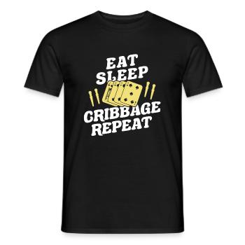 Manger Sommeil Cribbage Répéter Chemise Cadeau - T-shirt homme - noir - Devant - AI Model Male 178 light (178cm)