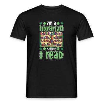 St. Patrick's Day Librarian Library - Men's T-Shirt - black - Front - AI Model Male 178 light (178cm)