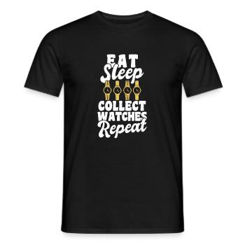 Eat Sleep Collect Watches Repeat - Männer T-Shirt - Schwarz - Vorne - AI Model Male 178 light (178cm)
