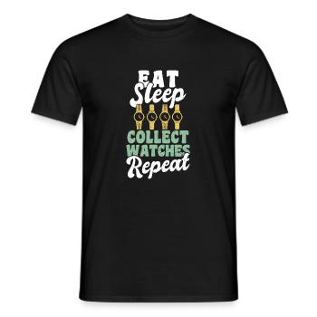 Eat Sleep Collect Watches Repeat - Männer T-Shirt - Schwarz - Vorne - AI Model Male 178 light (178cm)
