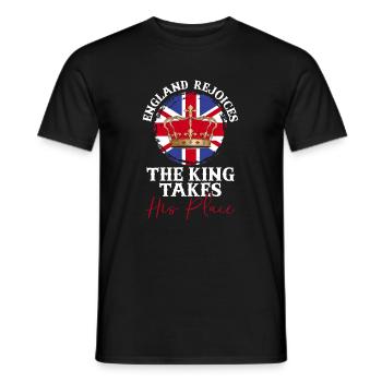 England Rejoices The King Takes His Place - Men's T-Shirt - black - Front - AI Model Male 178 light (178cm)
