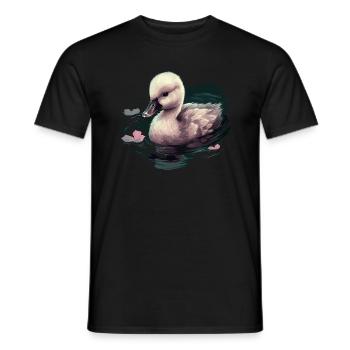 Bébé cygne Oiseau Poussin - T-shirt homme - noir - Devant - AI Model Male 178 light (178cm)
