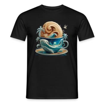 Tropical Beach Waves Kaffeetasse für eine - Männer T-Shirt - Schwarz - Vorne - AI Model Male 178 light (178cm)