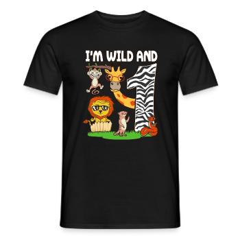 1. Geburtstag Zoo Tiere Safari 1 Jahr alt - Männer T-Shirt - Schwarz - Vorne - AI Model Male 178 light (178cm)
