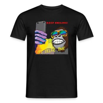 Funny gorilla makes selfie gift - Men's T-Shirt - black - Front - AI Model Male 178 light (178cm)