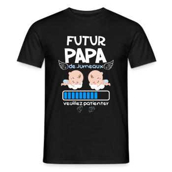8 - futur papa jumeaux adorables.png - T-shirt homme - noir - Devant - AI Model Male 178 light (178cm)