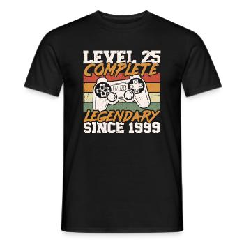 25th Birthday Level 25 Complete Vintage 1999 - Men's T-Shirt - black - Front - AI Model Male 178 light (178cm)