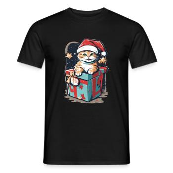 Noël miaou chat | Chaton Noël Cadeau Mignon - T-shirt homme - noir - Devant - AI Model Male 178 light (178cm)