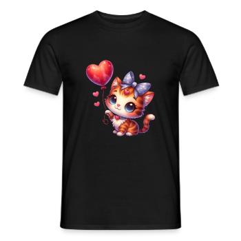 Chat volant avec des ballons chats mignons - T-shirt homme - noir - Devant - AI Model Male 178 light (178cm)