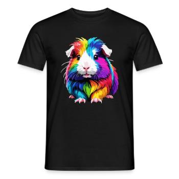 Meerschweinchen Haustier Regenbogen bunt süß - Männer T-Shirt - Schwarz - Vorne - AI Model Male 178 light (178cm)