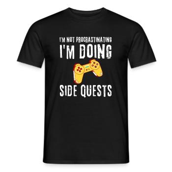 Not Procrastinating Doing Side Quests Funny Gaming - Men's T-Shirt - black - Front - AI Model Male 178 light (178cm)